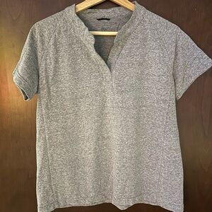 Nau Heather Gray V-Neck Tee Made from Recycled Materials